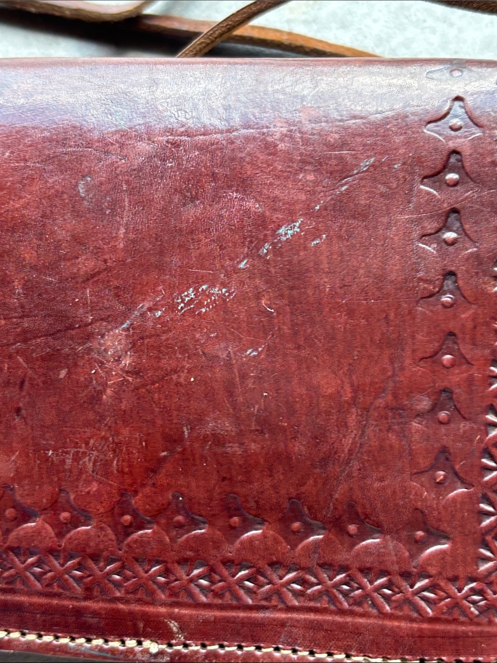 Vintage Tooled Leather Crossbody Envelope Purse Brown Boho Western Festival Bag - Picture 5 of 10